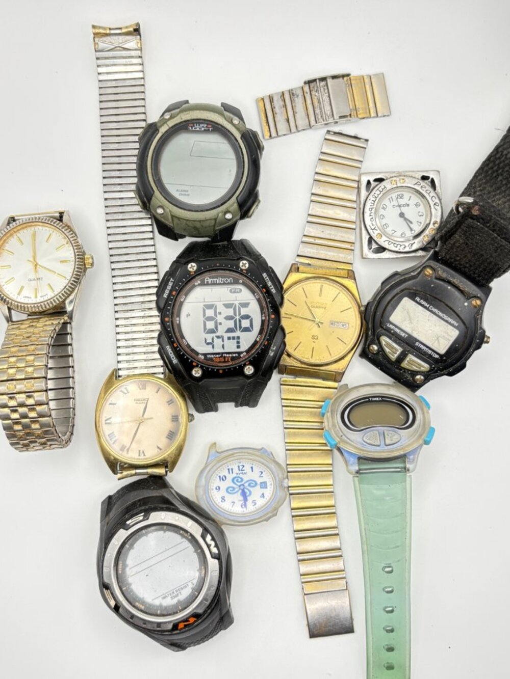 Vintage Modern Wristwatch Lot 10pc Seiko Armitron Timex Advance Craft Repair